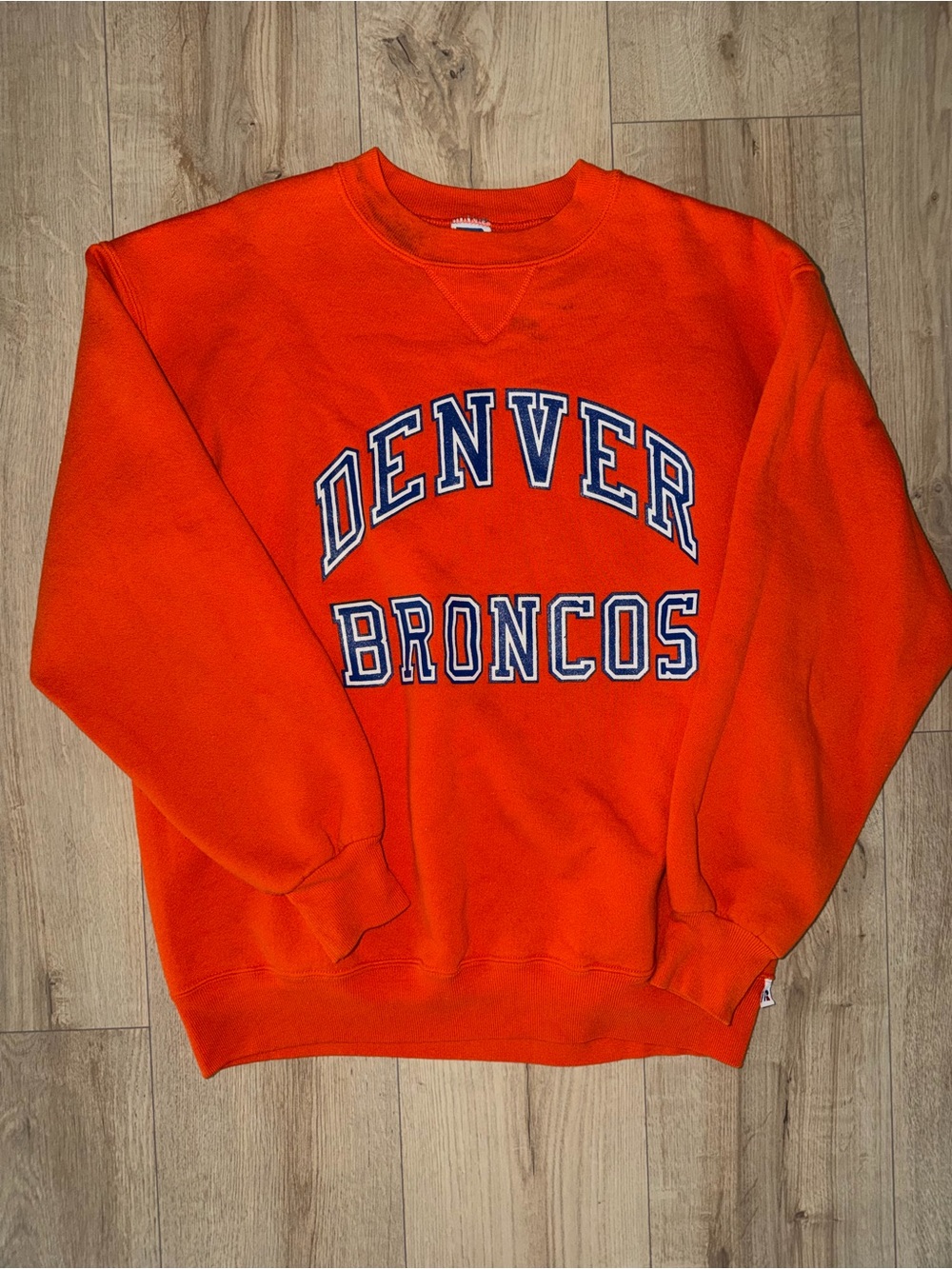 Russell Athletic Orange Denver Broncos Crewneck Sweatshirt